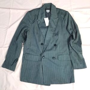 NWT A New Day Women's Gray Blazer Jacket With White Striped Size S